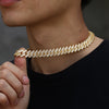  12 mm gold prong cuban necklace  (4700669411421)