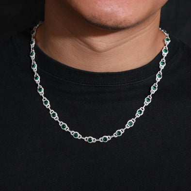 Moissanite Emerald Link Chain S925