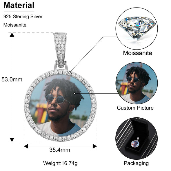 Moissanite Diamond Tested Picture Pendant