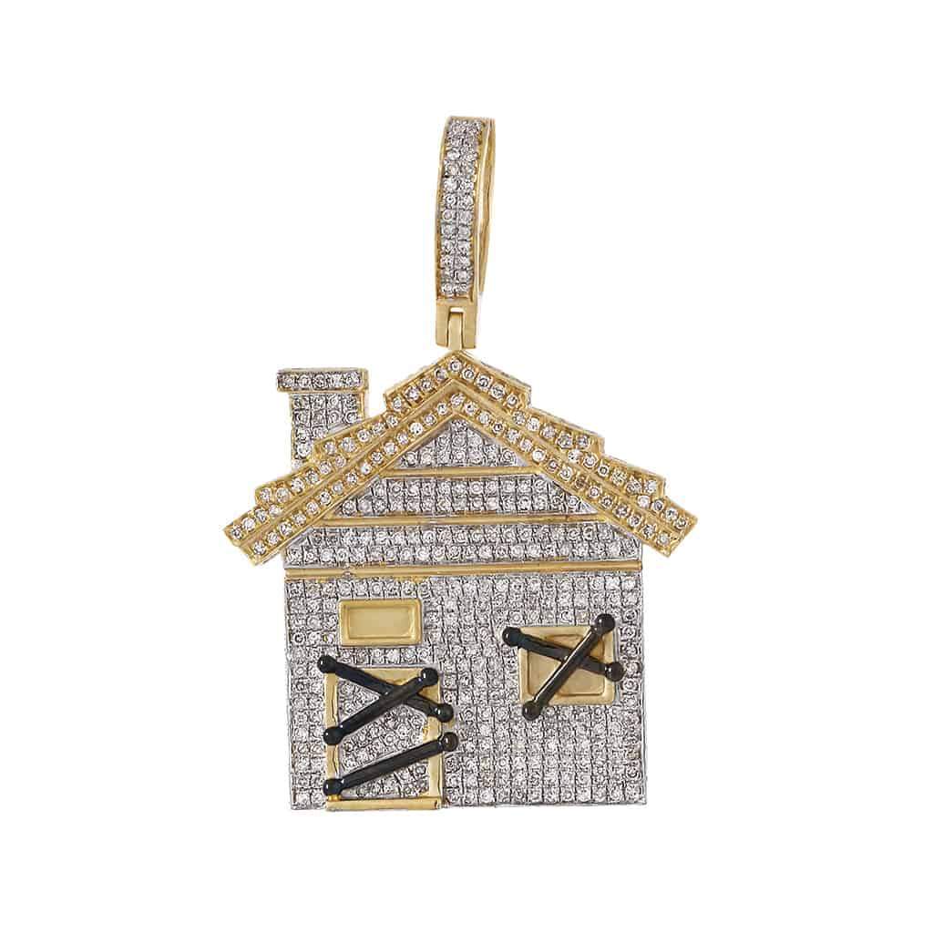10K Gold Trap House Pendant Amerikan Gold