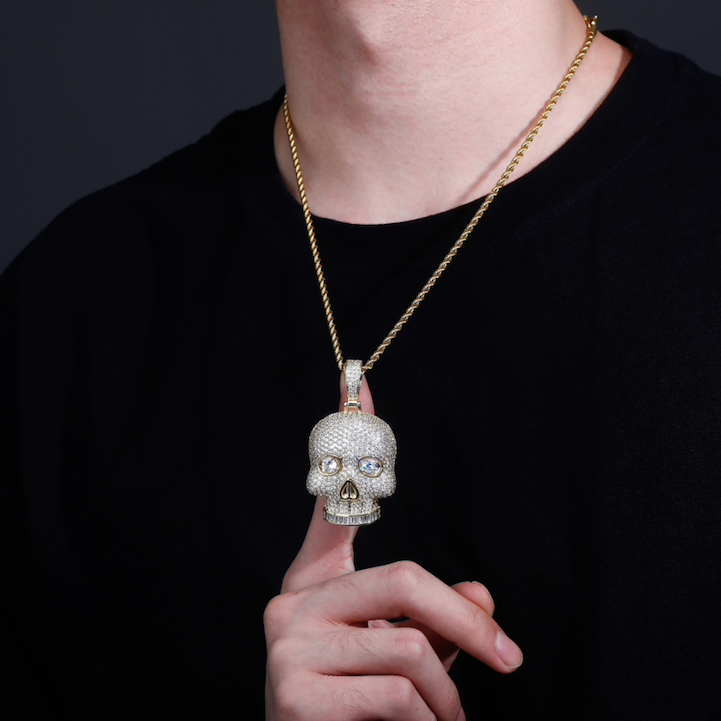 Men's Black Diamond Skull Sword Necklace – Happy Jewelers