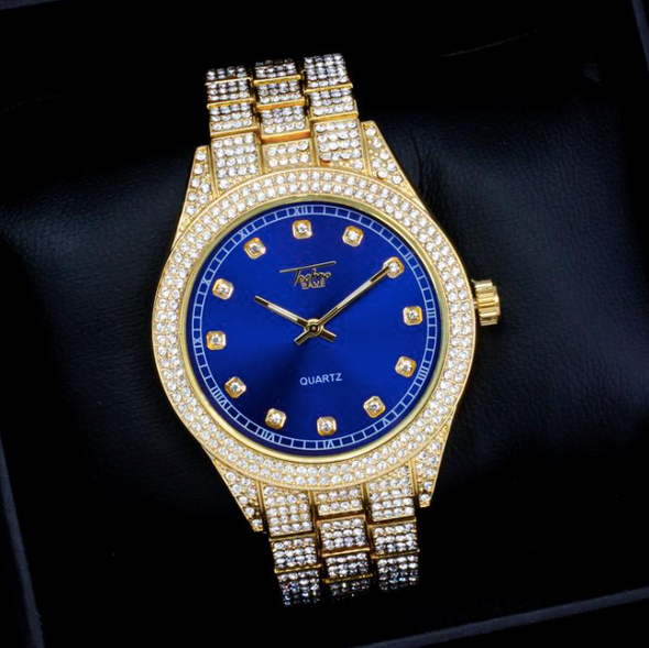 gold blue face watch  (3806830297181)