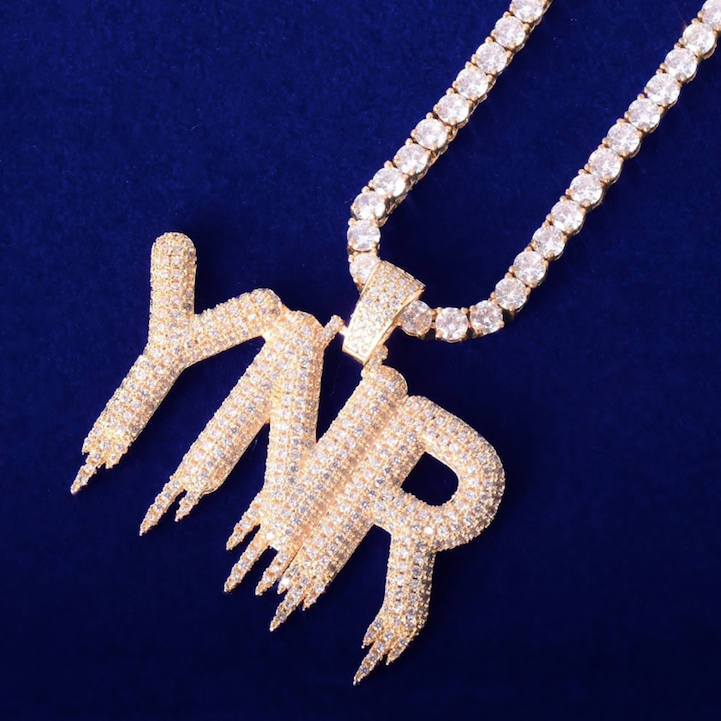 Custom Name Drip Letters Amerikan Gold